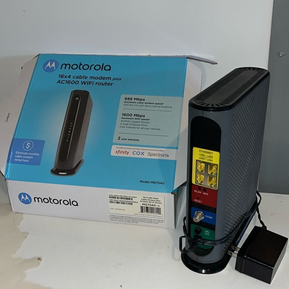 Motorola MG7540 3.0 16x4 Cable Modem Plus AC1600 WIFI Wireless Router Combo